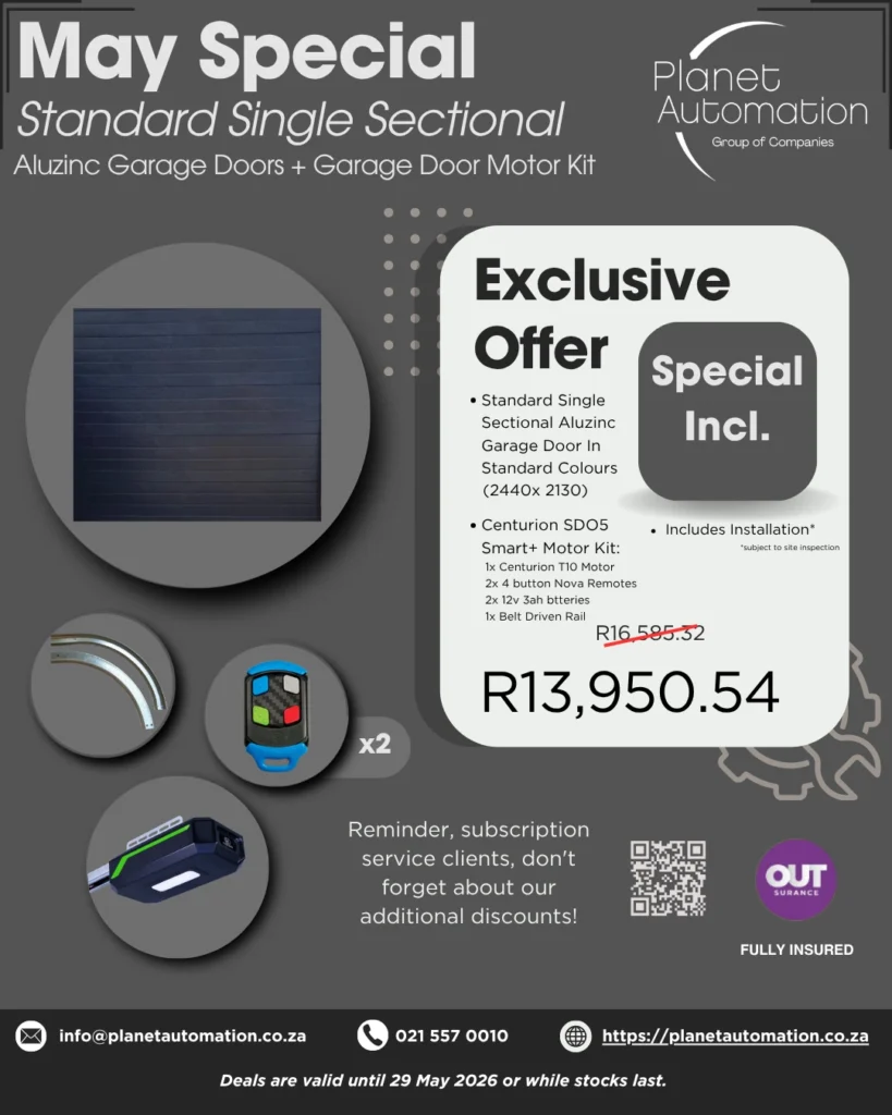 Check out our amazing Single garage door + motor specials this May